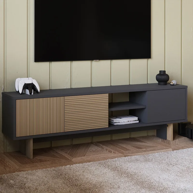 TV-taso Homitis Ravello (150 x 45 x 30 cm) Lämmin tammi antrasiitti - Huonekalut - TV- & Mediakalusteet - Tv taso & Mediataso