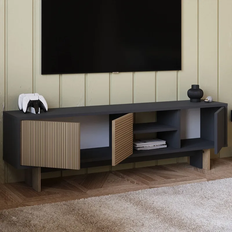 TV-taso Homitis Ravello (150 x 45 x 30 cm) Lämmin tammi antrasiitti - Huonekalut - TV- & Mediakalusteet - Tv taso & Mediataso