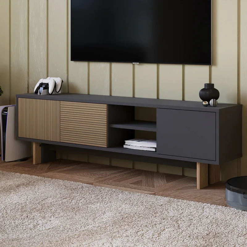 TV-taso Homitis Ravello (150 x 45 x 30 cm) Lämmin tammi antrasiitti - Huonekalut - TV- & Mediakalusteet - Tv taso & Mediataso