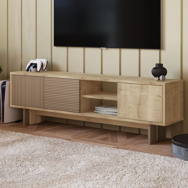 TV-taso Homitis Ravello (150 x 45 x 30 cm) Lämmin tammi Sapphire-tammi - Huonekalut - TV- & Mediakalusteet - Tv taso & Mediataso