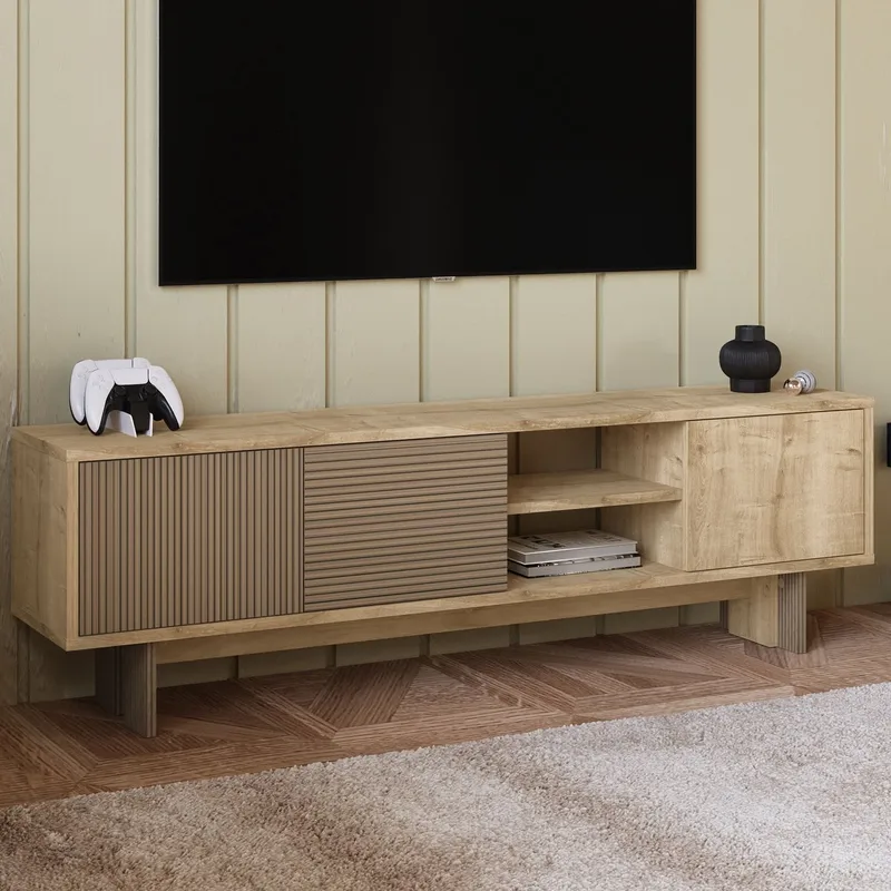 TV-taso Homitis Ravello (150 x 45 x 30 cm) Lämmin tammi Sapphire-tammi - Huonekalut - TV- & Mediakalusteet - Tv taso & Mediataso