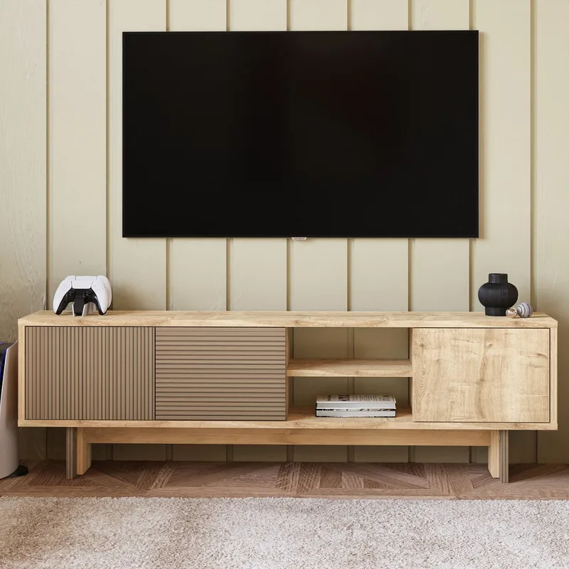 TV-taso Homitis Ravello (150 x 45 x 30 cm) Lämmin tammi Sapphire-tammi - Huonekalut - TV- & Mediakalusteet - Tv taso & Mediataso