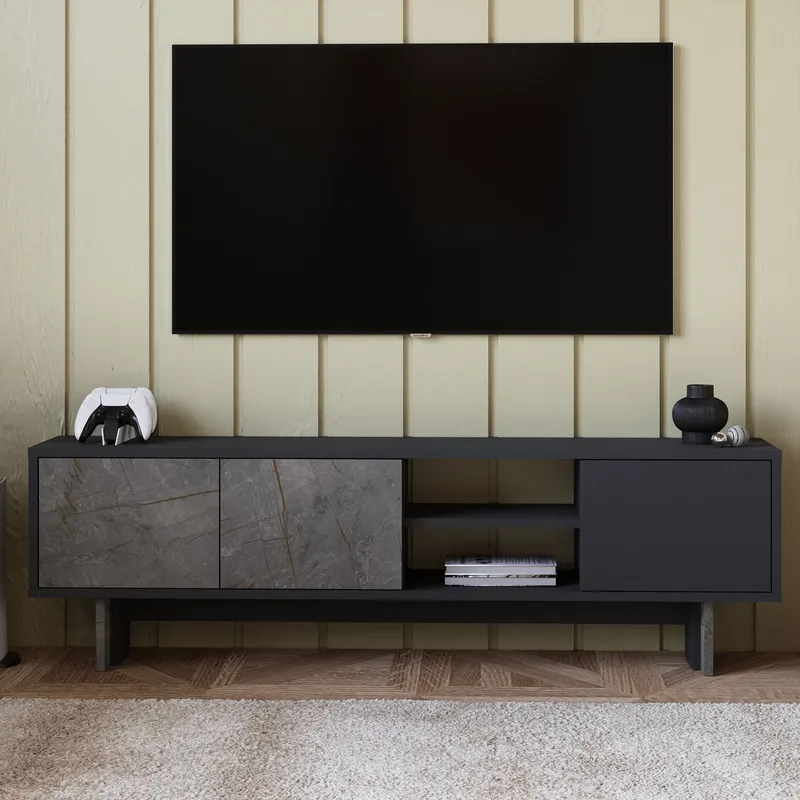 TV-taso Homitis Ravello (150 x 45 x 30 cm) Marmori antrasiitti - Huonekalut - TV- & Mediakalusteet - Tv taso & Mediataso