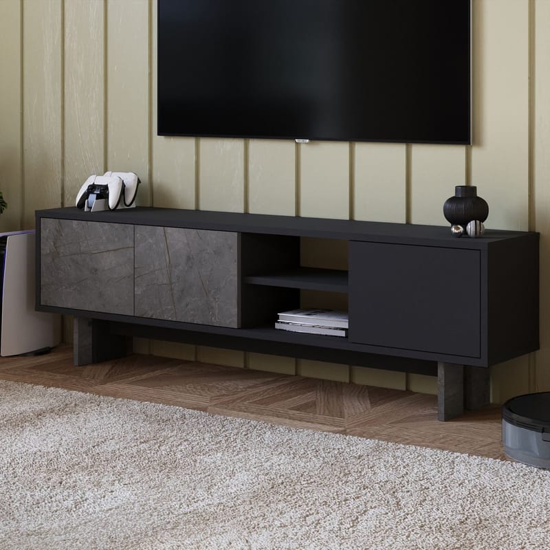 TV-taso Homitis Ravello (150 x 45 x 30 cm) Marmori antrasiitti - Huonekalut - TV- & Mediakalusteet - Tv taso & Mediataso