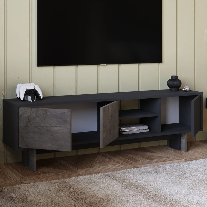 TV-taso Homitis Ravello (150 x 45 x 30 cm) Marmori antrasiitti - Huonekalut - TV- & Mediakalusteet - Tv taso & Mediataso