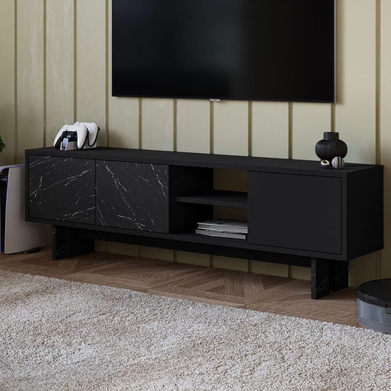 TV-taso Homitis Ravello (150 x 45 x 30 cm) Musta marmori - Huonekalut - TV- & Mediakalusteet - Tv taso & Mediataso