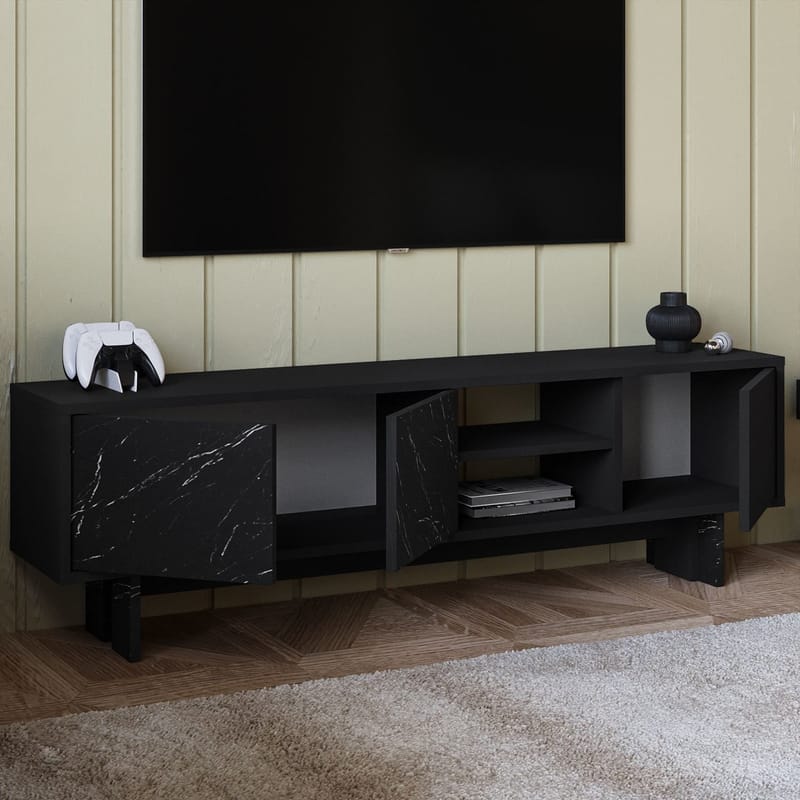 TV-taso Homitis Ravello (150 x 45 x 30 cm) Musta marmori - Huonekalut - TV- & Mediakalusteet - Tv taso & Mediataso