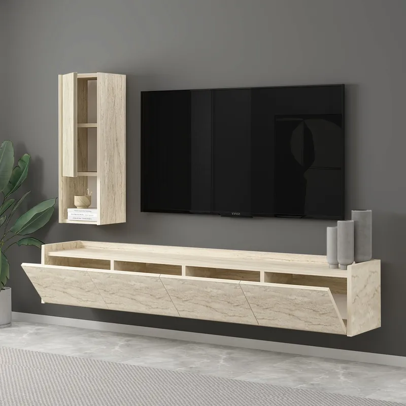 TV-taso Homitis Sema (160 x 35 x 29,6 cm) Travertiini - Huonekalut - TV- & Mediakalusteet - Tv taso & Mediataso