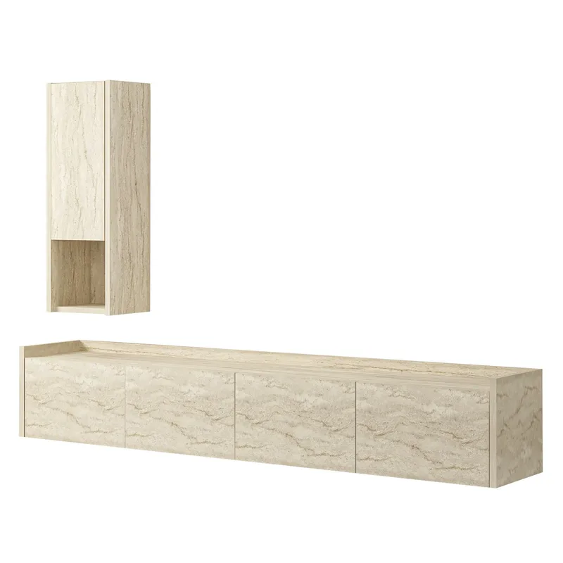 TV-taso Homitis Sema (160 x 35 x 29,6 cm) Travertiini, undefined