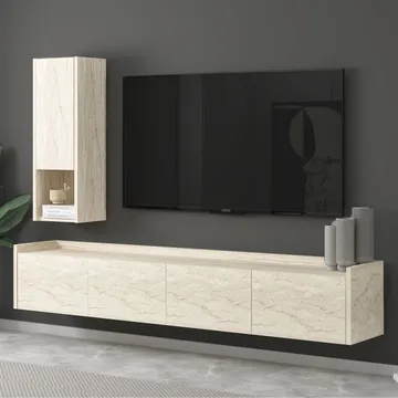 TV-taso Homitis Sema (160 x 35 x 29,6 cm) Travertiini - Huonekalut - TV- & Mediakalusteet - Tv taso & Mediataso