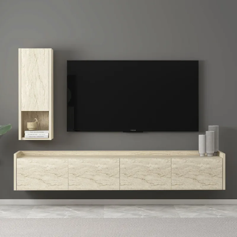 TV-taso Homitis Sema (160 x 35 x 29,6 cm) Travertiini - Huonekalut - TV- & Mediakalusteet - Tv taso & Mediataso