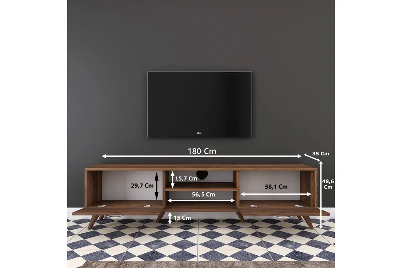 TV-taso Horveryd 180 cm - Ruskea - Huonekalut - TV- & Mediakalusteet - Tv taso & Mediataso