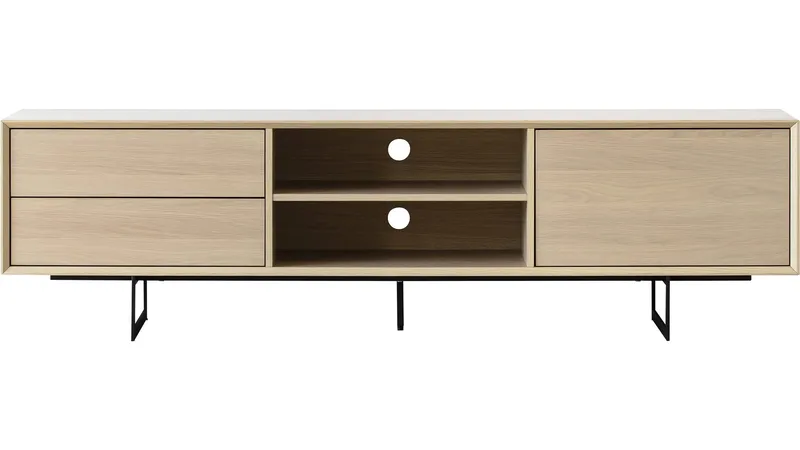 TV-taso Junionne 180x42x50 cm, Valkopigmentoitu vaha-lakattu viilutettu tammi