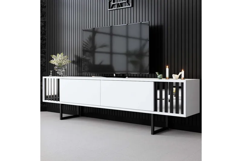 TV-taso Kromilinja Valkoinen / Musta - Valkoinen / Musta - Huonekalut - TV- & Mediakalusteet - Tv taso & Mediataso