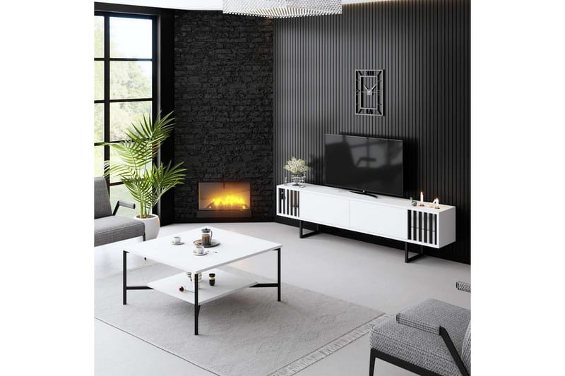 TV-taso Kromilinja Valkoinen / Musta - Valkoinen / Musta - Huonekalut - TV- & Mediakalusteet - Tv taso & Mediataso