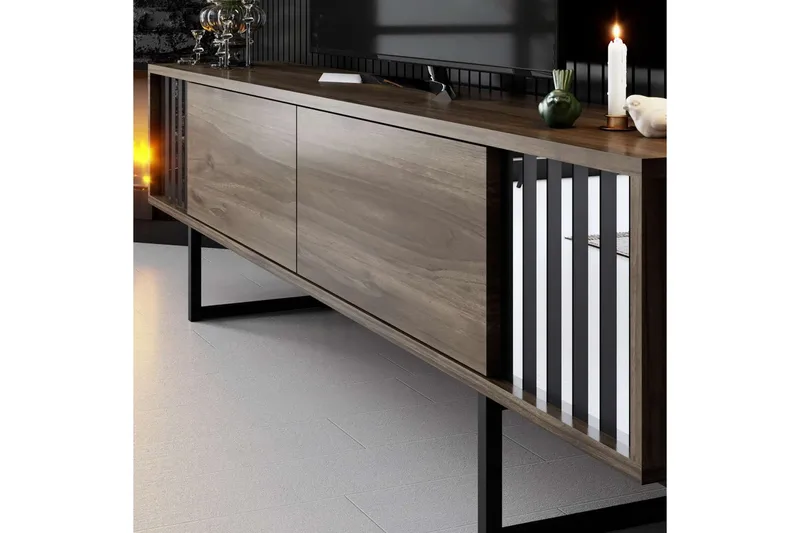 TV-taso Kromilinja Pähkinä / Musta - Pähkinä / Musta - Huonekalut - TV- & Mediakalusteet - Tv taso & Mediataso