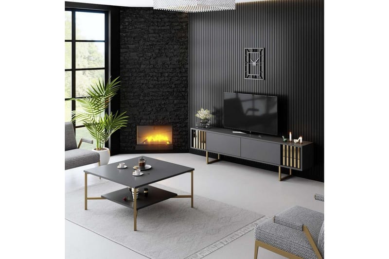 TV-taso Kultalinja Antrasiitti / Kulta - Antrasiitti / Kulta - Huonekalut - TV- & Mediakalusteet - Tv taso & Mediataso
