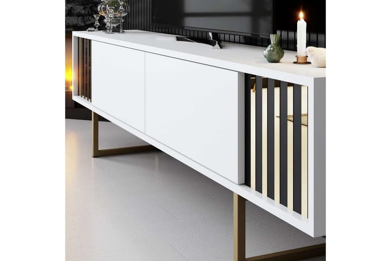 TV-taso Kultalinja Valkoinen / Kulta - Valkoinen / Kulta - Huonekalut - TV- & Mediakalusteet - Tv taso & Mediataso