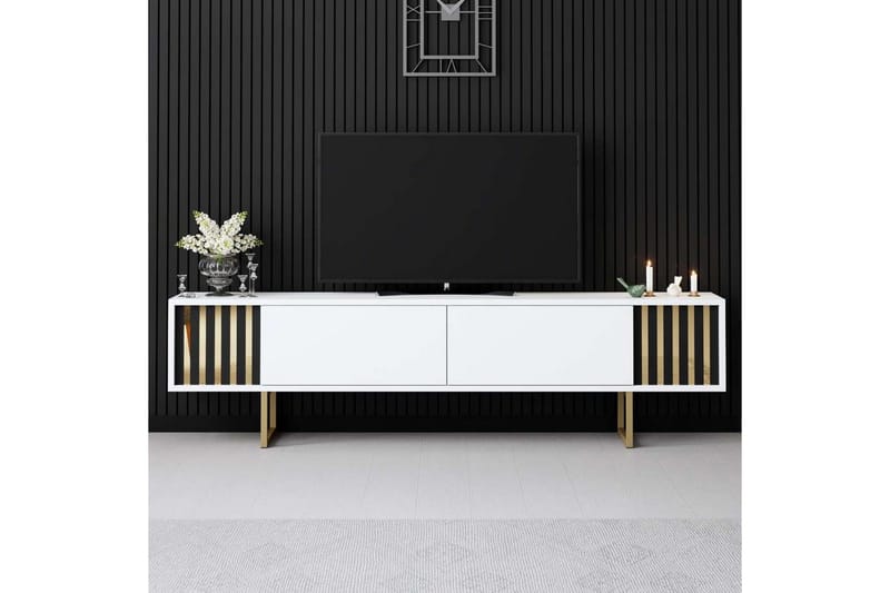 TV-taso Kultalinja Valkoinen / Kulta - Valkoinen / Kulta - Huonekalut - TV- & Mediakalusteet - Tv taso & Mediataso