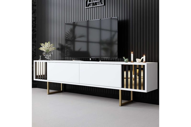 TV-taso Kultalinja Valkoinen / Kulta - Valkoinen / Kulta - Huonekalut - TV- & Mediakalusteet - Tv taso & Mediataso