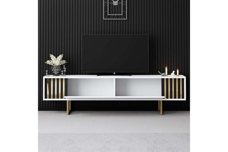 TV-taso Kultalinja Valkoinen / Kulta - Valkoinen / Kulta - Huonekalut - TV- & Mediakalusteet - Tv taso & Mediataso