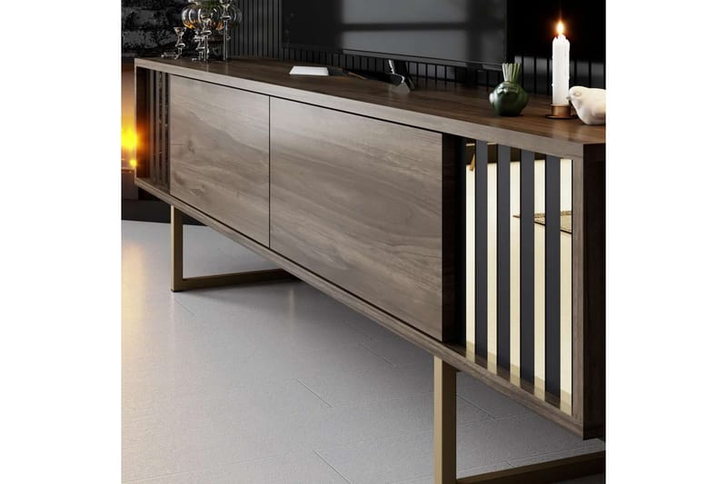 TV-taso Kultalinja Pähkinä / Kulta - Pähkinä / Kulta - Huonekalut - TV- & Mediakalusteet - Tv taso & Mediataso