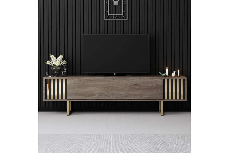 TV-taso Kultalinja Pähkinä / Kulta - Pähkinä / Kulta - Huonekalut - TV- & Mediakalusteet - Tv taso & Mediataso