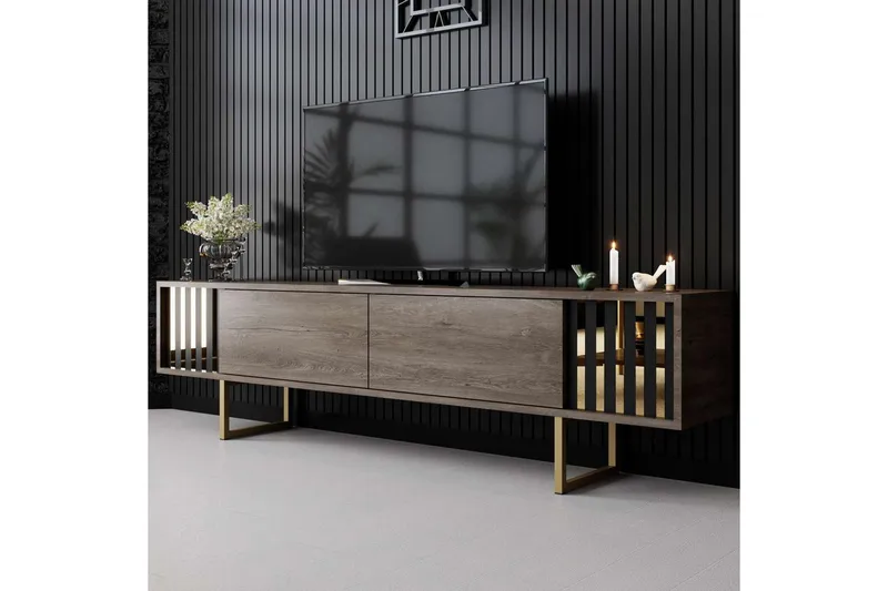 TV-taso Kultalinja Pähkinä / Kulta - Pähkinä / Kulta - Huonekalut - TV- & Mediakalusteet - Tv taso & Mediataso