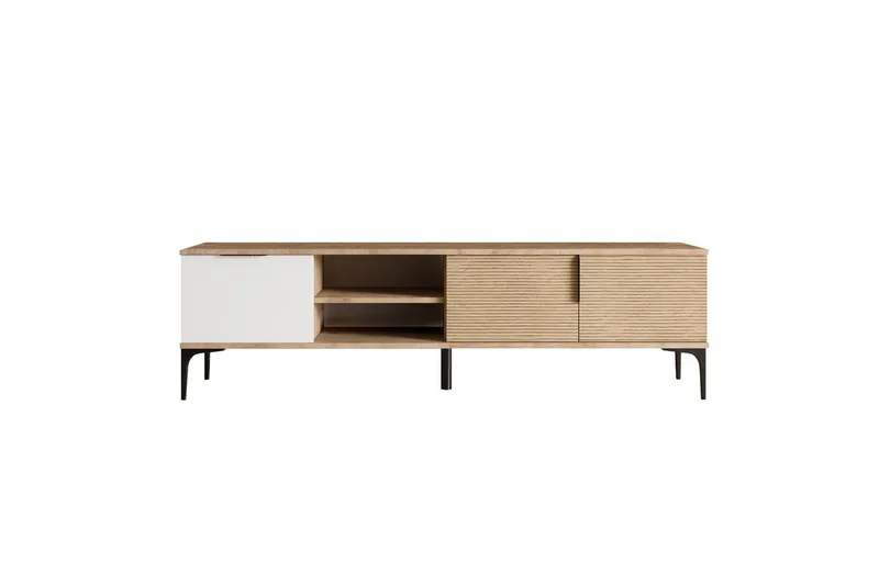 TV-taso Kunar Valkoinen / Tammi - Valkoinen / Tammi - Huonekalut - TV- & Mediakalusteet - Tv taso & Mediataso