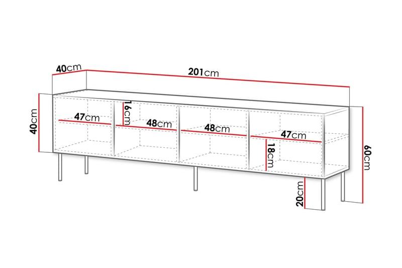 Tv-taso Laholm 201 cm - Musta - Huonekalut - TV- & Mediakalusteet - Tv taso & Mediataso