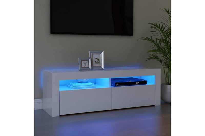 TV-taso LED-valoilla 120x35x40 cm - Valkoinen Korkeakiilto - Huonekalut - TV- & Mediakalusteet - Tv taso & Mediataso