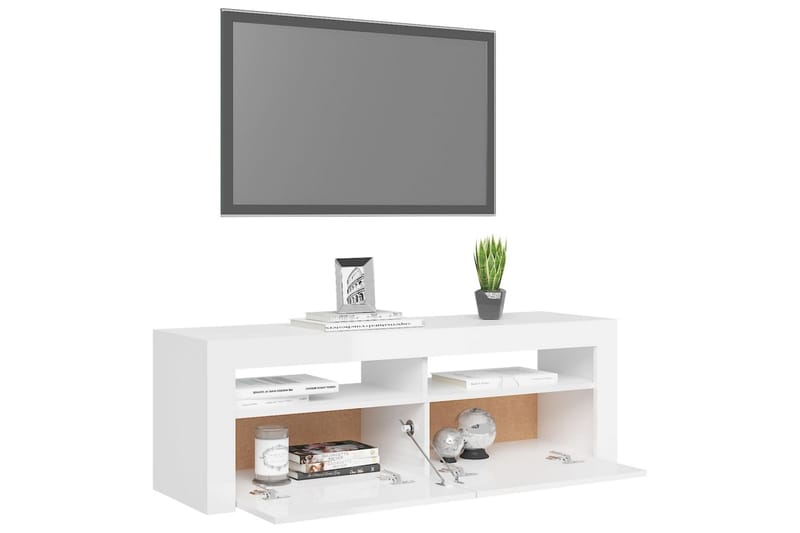 TV-taso LED-valoilla 120x35x40 cm - Valkoinen Korkeakiilto - Huonekalut - TV- & Mediakalusteet - Tv taso & Mediataso