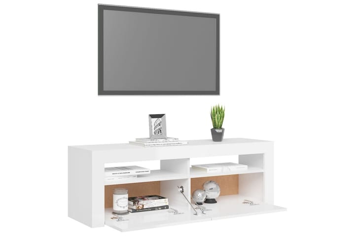 TV-taso LED-valoilla 120x35x40 cm - Valkoinen Korkeakiilto - Tv taso & Mediataso