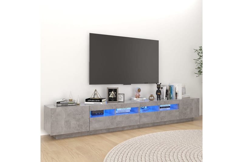 TV-taso LED-valoilla betoninharmaa 260x35x40 cm - Harmaa - Huonekalut - TV- & Mediakalusteet - Tv taso & Mediataso