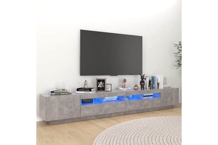 TV-taso LED-valoilla betoninharmaa 260x35x40 cm - Harmaa - Tv taso & Mediataso