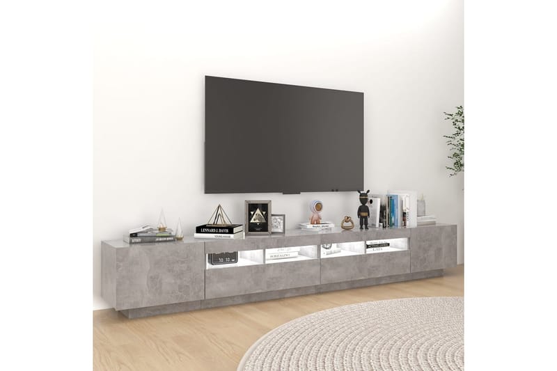 TV-taso LED-valoilla betoninharmaa 260x35x40 cm - Harmaa - Huonekalut - TV- & Mediakalusteet - Tv taso & Mediataso