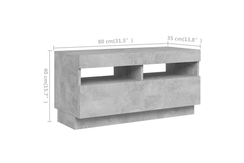 TV-taso LED-valoilla betoninharmaa 260x35x40 cm - Harmaa - Huonekalut - TV- & Mediakalusteet - Tv taso & Mediataso