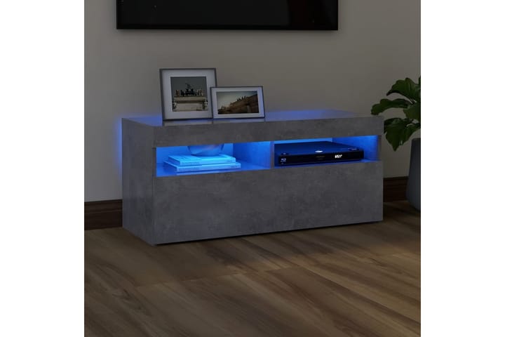 TV-taso LED-valoilla betoninharmaa 90x35x40 cm - Tv taso & Mediataso