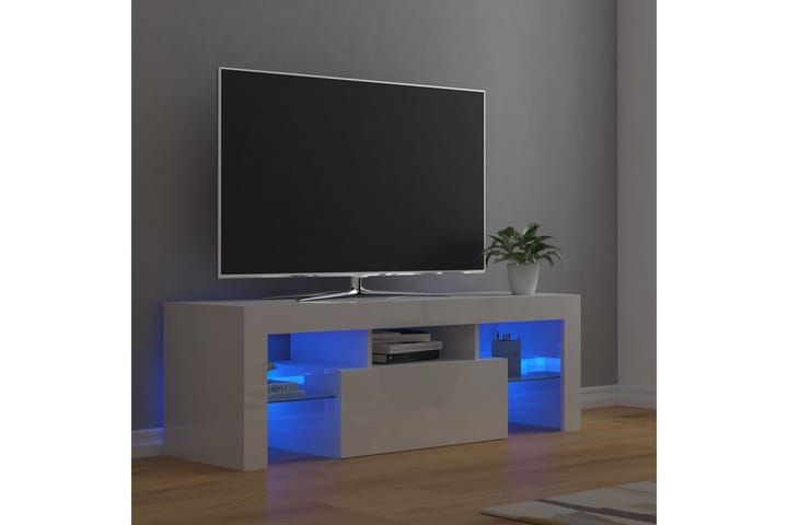 TV-taso LED-valoilla korkeakiilto valkoinen 120x35x40 cm - Tv taso & Mediataso