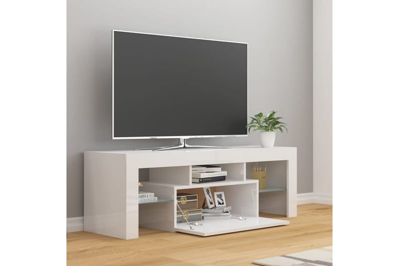 TV-taso LED-valoilla korkeakiilto valkoinen 120x35x40 cm - Huonekalut - TV- & Mediakalusteet - Tv taso & Mediataso