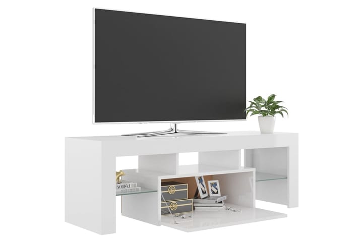 TV-taso LED-valoilla korkeakiilto valkoinen 120x35x40 cm - Tv taso & Mediataso
