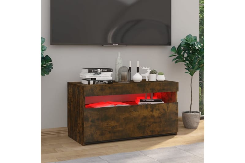 TV-taso LED-valoilla savutammi 75x35x40 cm - Ruskea - Huonekalut - TV- & Mediakalusteet - Tv taso & Mediataso