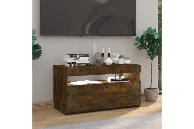 TV-taso LED-valoilla savutammi 75x35x40 cm - Ruskea - Huonekalut - TV- & Mediakalusteet - Tv taso & Mediataso