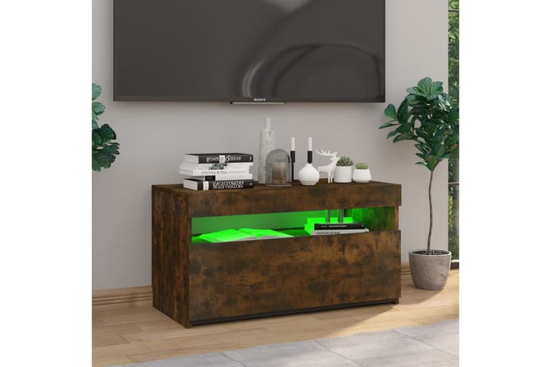 TV-taso LED-valoilla savutammi 75x35x40 cm - Ruskea - Huonekalut - TV- & Mediakalusteet - Tv taso & Mediataso