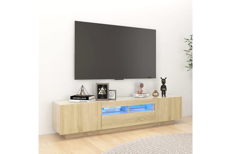 TV-taso LED-valoilla Sonoma-tammi 180x35x40 cm - Ruskea - Huonekalut - TV- & Mediakalusteet - Tv taso & Mediataso