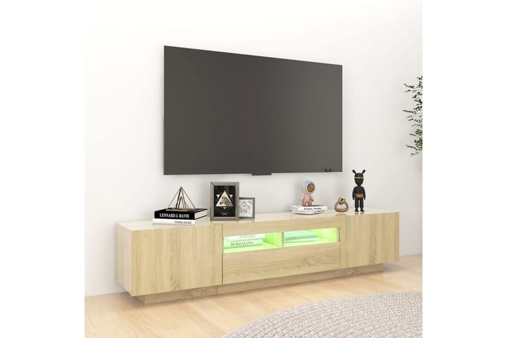 TV-taso LED-valoilla Sonoma-tammi 180x35x40 cm - Ruskea - Tv taso & Mediataso