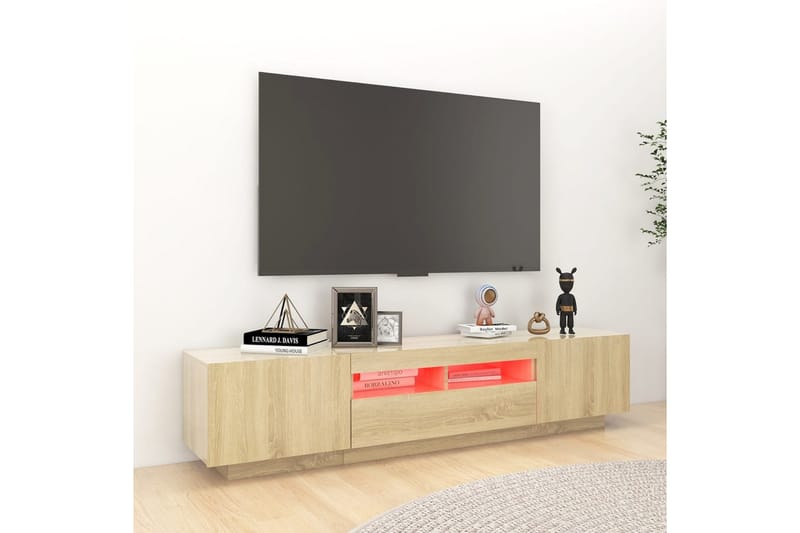 TV-taso LED-valoilla Sonoma-tammi 180x35x40 cm - Ruskea - Huonekalut - TV- & Mediakalusteet - Tv taso & Mediataso
