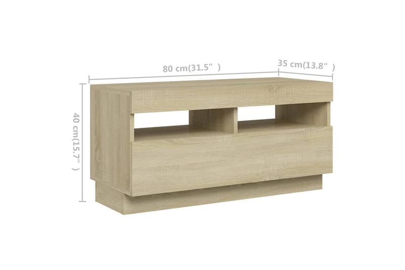 TV-taso LED-valoilla Sonoma-tammi 260x35x40 cm - Ruskea - Huonekalut - TV- & Mediakalusteet - Tv taso & Mediataso