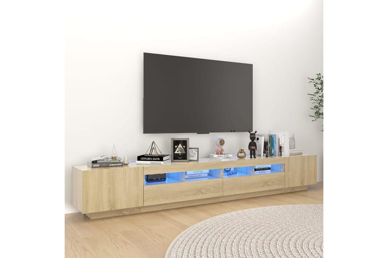 TV-taso LED-valoilla Sonoma-tammi 260x35x40 cm - Ruskea - Huonekalut - TV- & Mediakalusteet - Tv taso & Mediataso