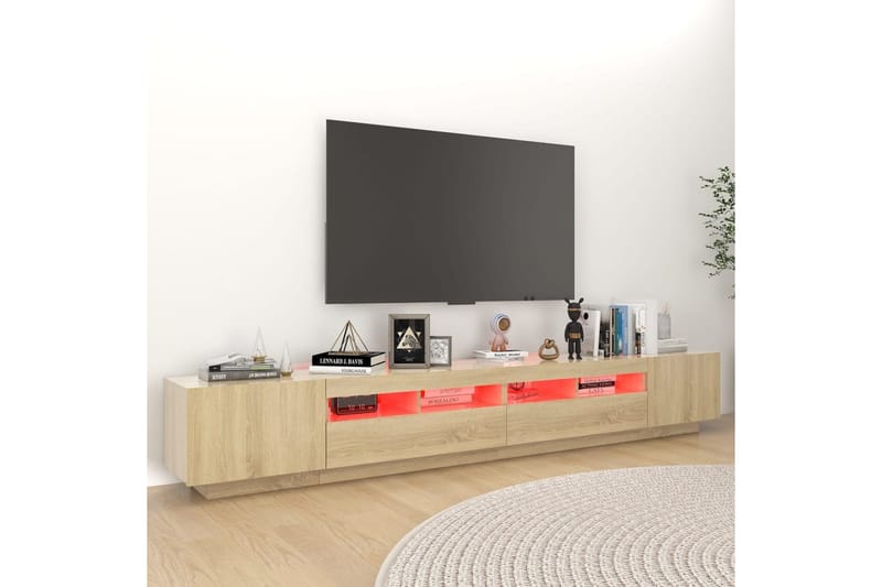 TV-taso LED-valoilla Sonoma-tammi 260x35x40 cm - Ruskea - Huonekalut - TV- & Mediakalusteet - Tv taso & Mediataso